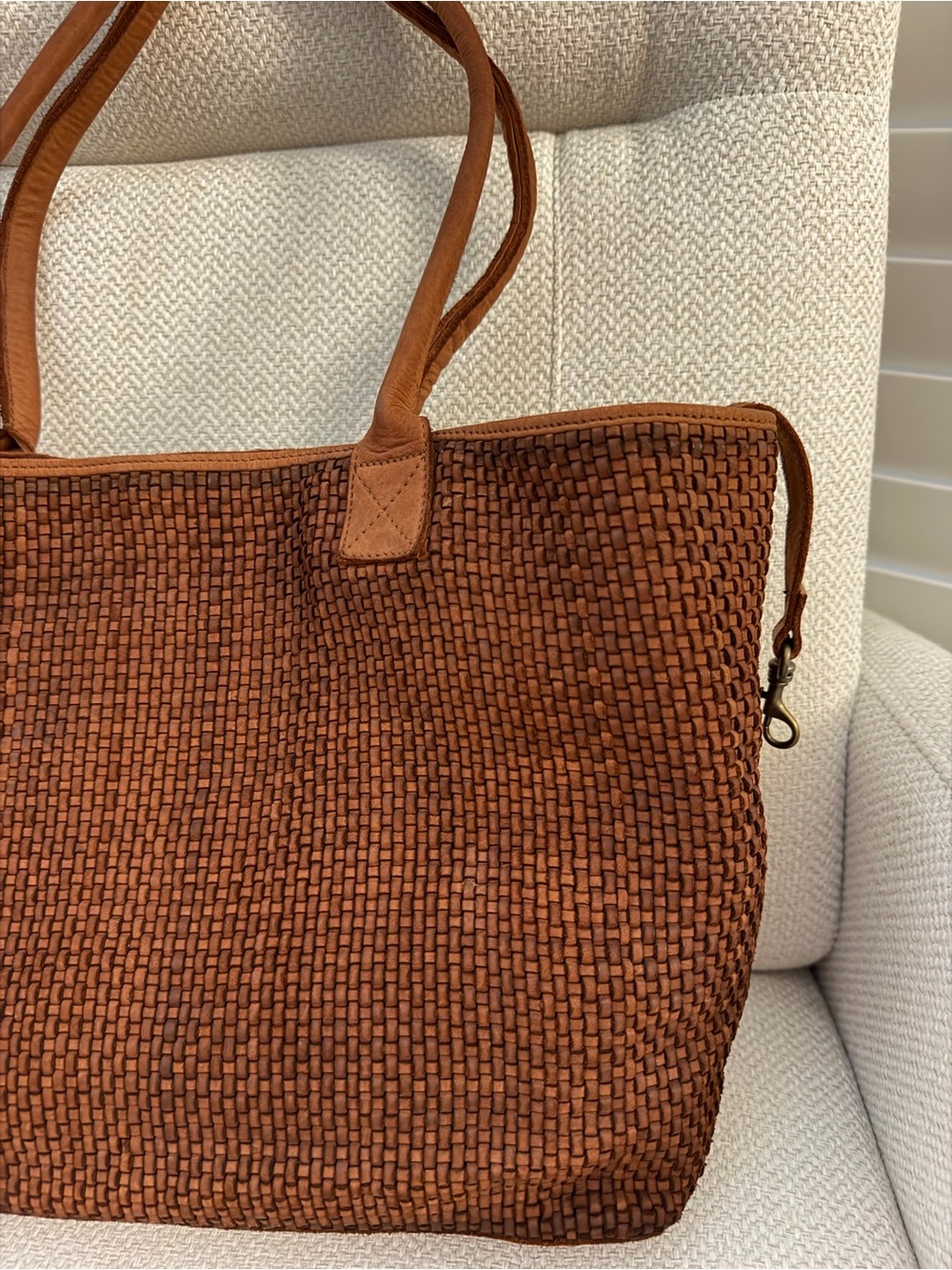 Harbour 2nd Cognac Leather Woven Tote Shopper Bag NWT - Picture 9 of 15